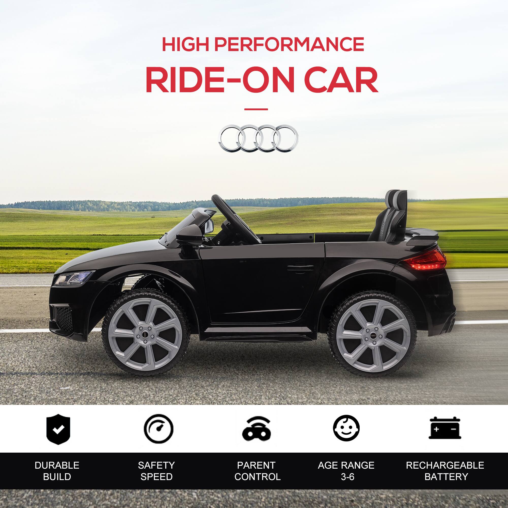 HIGH PERFORMANCE RIDE-ON CAR

- DURABLE BUILD
- SAFETY SPEED
- PARENT CONTROL
- AGE RANGE 3-6
- RECHARGEABLE BATTERY