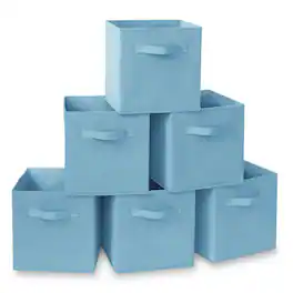 Casafield - (Set of 6) Collapsible Fabric Cubes - Storage Bins - Baby Blue
