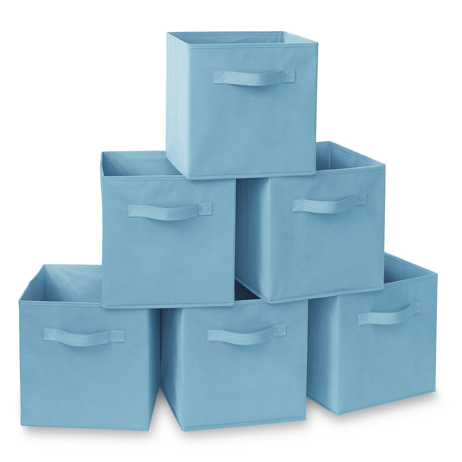 Casafield - (Set of 6) Collapsible Fabric Cubes - Storage Bins - Baby Blue