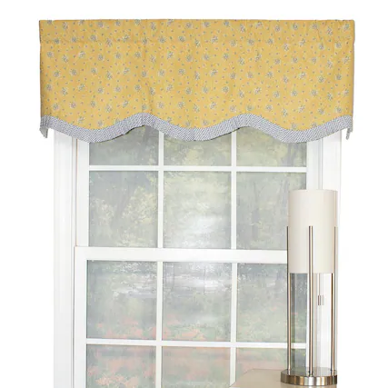 Front. RLF Home - RLF Home Freida Ruffled Provance 100% Cotton with Fully Lined 3" Rod Pocket Valnance for Windows 50" x 15" Cornflower - Cornflower.