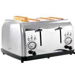 MegaChef - 4 Slice Wide Slot Toaster with Variable Browning - Silver