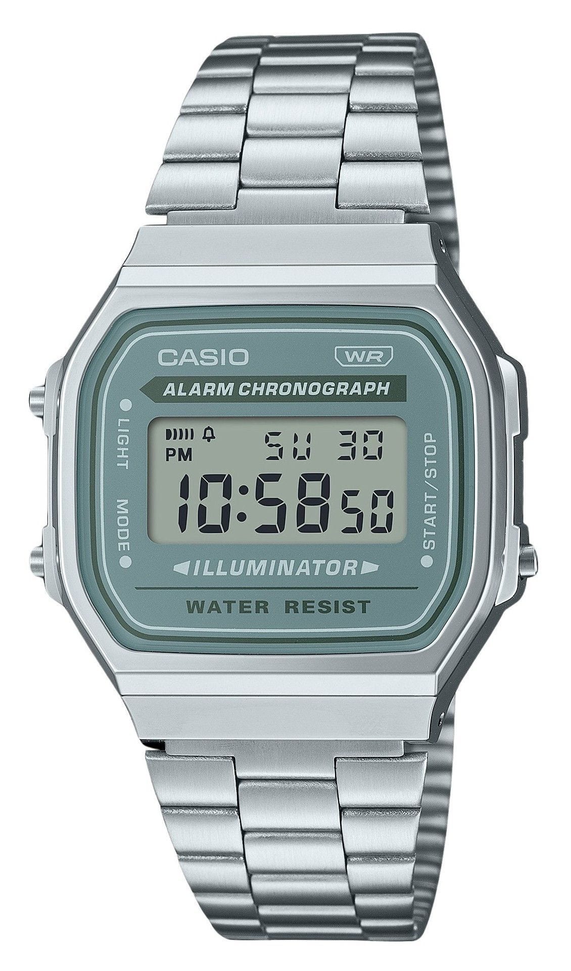 Casio - Vintage Digital Quartz A168WA-3A Stainless Steel Bracelet Men's Watch - Silver