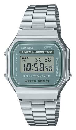Casio - Vintage Digital Quartz A168WA-3A Stainless Steel Bracelet Men's Watch - Silver