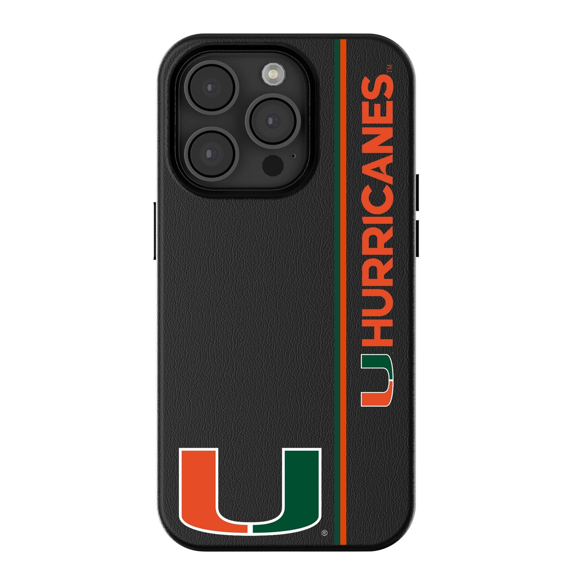 Front. Keyscaper - Miami Hurricanes iPhone Magnetic Bump Case - 16 Pro Max - Black.