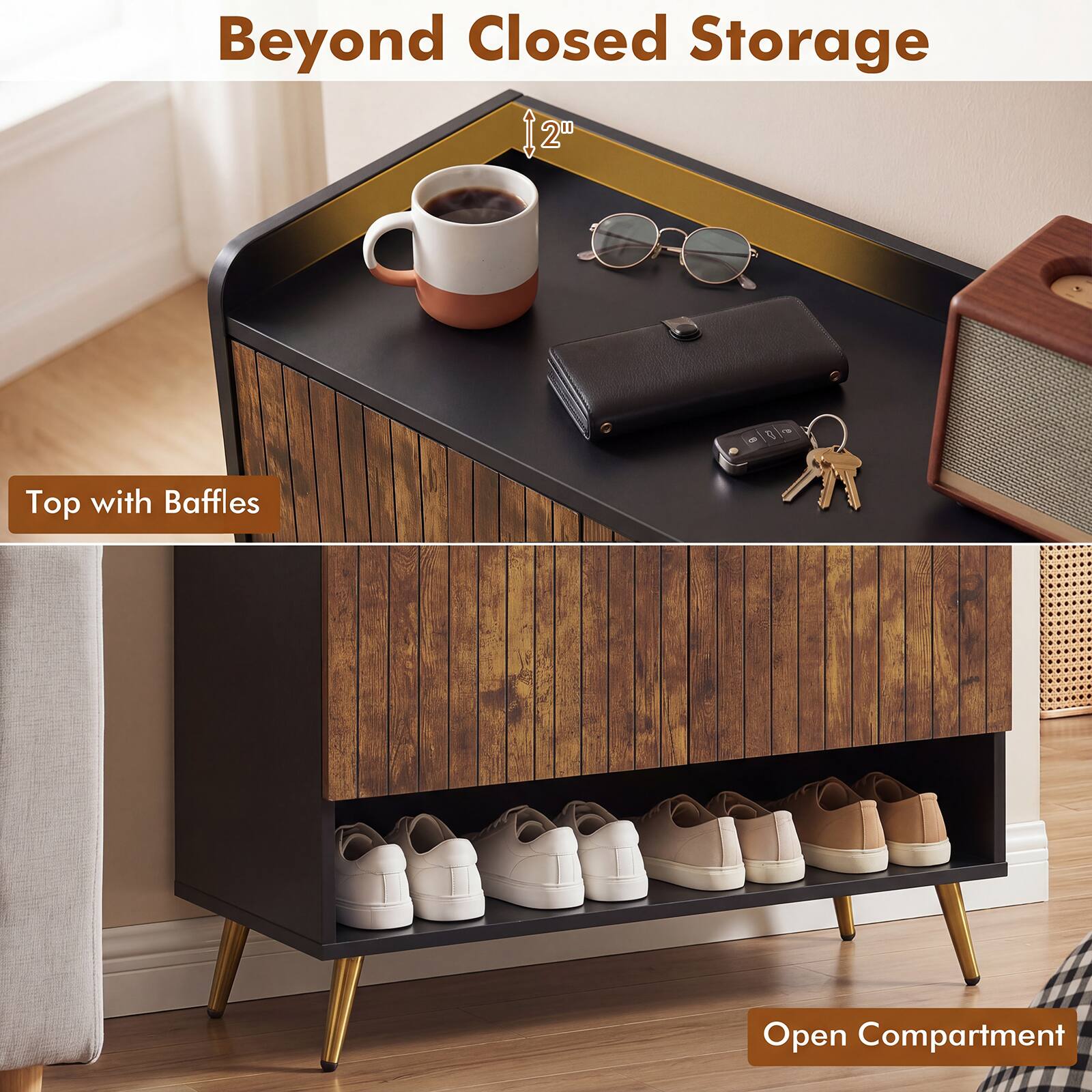 Beyond Closed Storage  
2" Top with Baffles  
Open Compartment