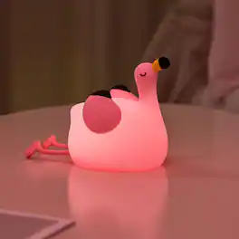 ACJPR - Night Light for Kids, Flamingo-Shaped Dimmable Silicone LED Animal Night Lamp, Rechargeable Bedside Nightlight for Bedro