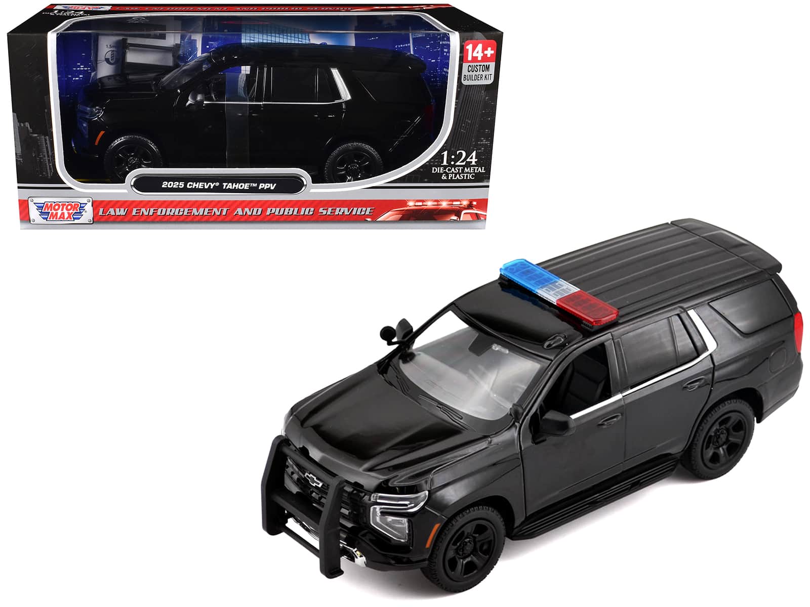 Motormax - 2025 Chevrolet Tahoe PPV "Custom Builder's Kit - Law Enforcement and Public Service" Series 1/24 - Black