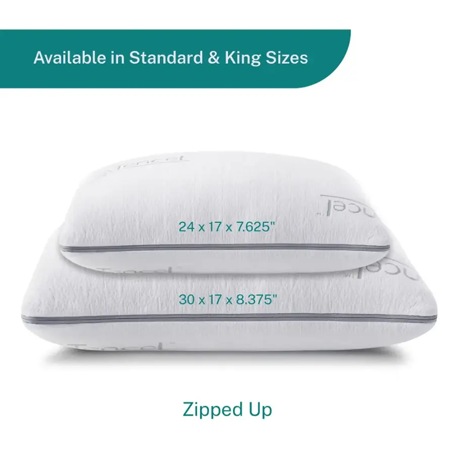 Available in Standard & King Sizes. C 24 X 17 X 7.625" cel 30 X 17 X 8.375" nce ForceFlex Zipped Up.