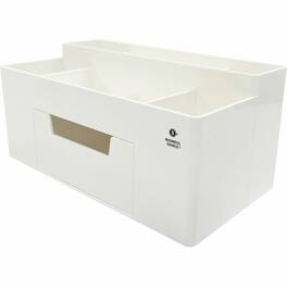 Business Source - Multi Grid Desktop Organizer 7 Compartment 1 Drawer 3.90 x 8.90 x 4.80 Desktop Storage Drawer - White