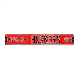Authentic Street Signs - Scarlet Nebraska Huskers 6" x 36" College Ave Street Sign - Red