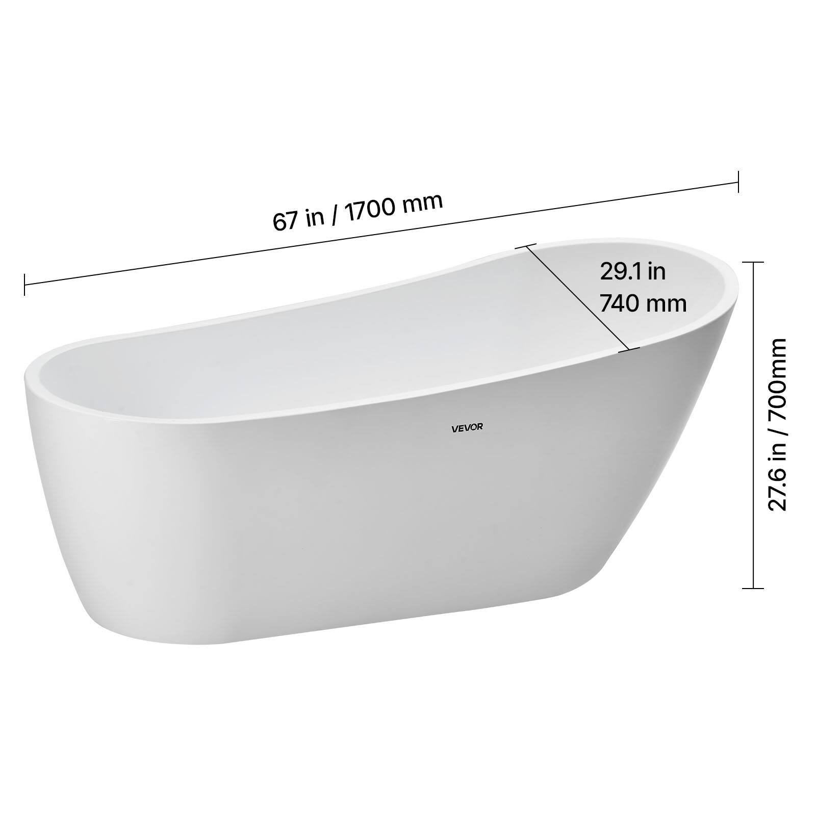 1700 mm / 67 in  
29.1 in / 740 mm  
27.6 in / 700 mm