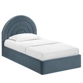 Modway - Solana Arched Performance Velvet Twin Platform Bed - Blue