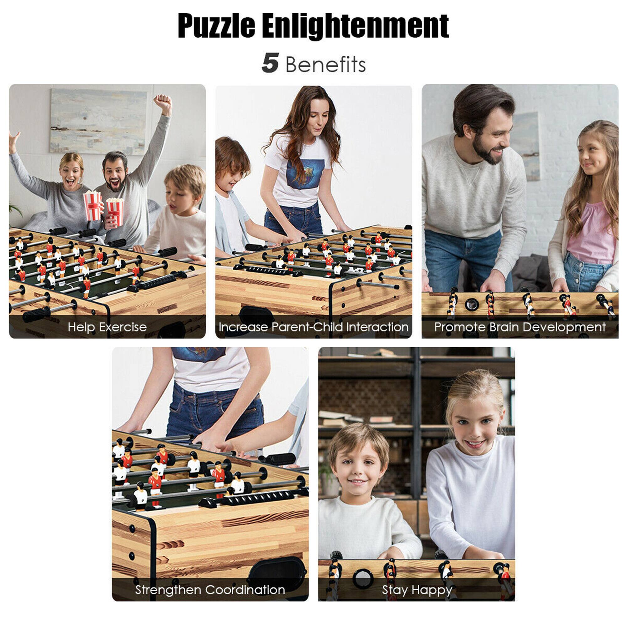 Puzzle Enlightenment 5 Benefits:

1. Help Exercise: Engage in physical activity to improve overall health and well-being.
2. Increase Parent-Child Interaction: Spend quality time with your child to strengthen your bond and create lasting memories.
3. Promote Brain Development: Stimulate cognitive growth and enhance problem-solving skills through puzzle-solving activities.
4. Strengthen Coordination: Develop hand-eye coordination and fine motor skills through puzzle-based games.
5. Stay Happy: Maintain a positive outlook on life and enjoy the simple pleasures of puzzle-solving.
