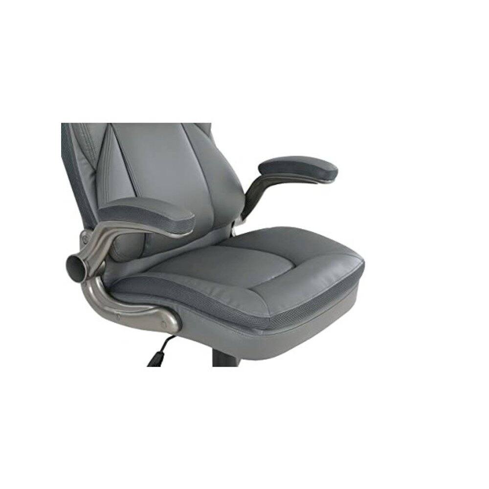 Alt View 3. FurniFact - Ergonomic Leather Office Chair – Executive High Back Gray Desk Chair - Charcoal / Titanium.