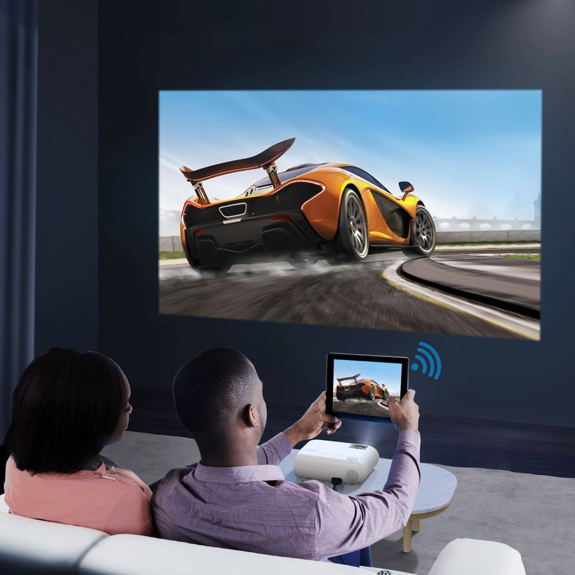 Alt View 14. Yaber - Yaber Buffalo U2 HIFI Stereo Projector with 720P Resolution, WiFi Wireless Screen Mirroring, and Zoom Function - White.