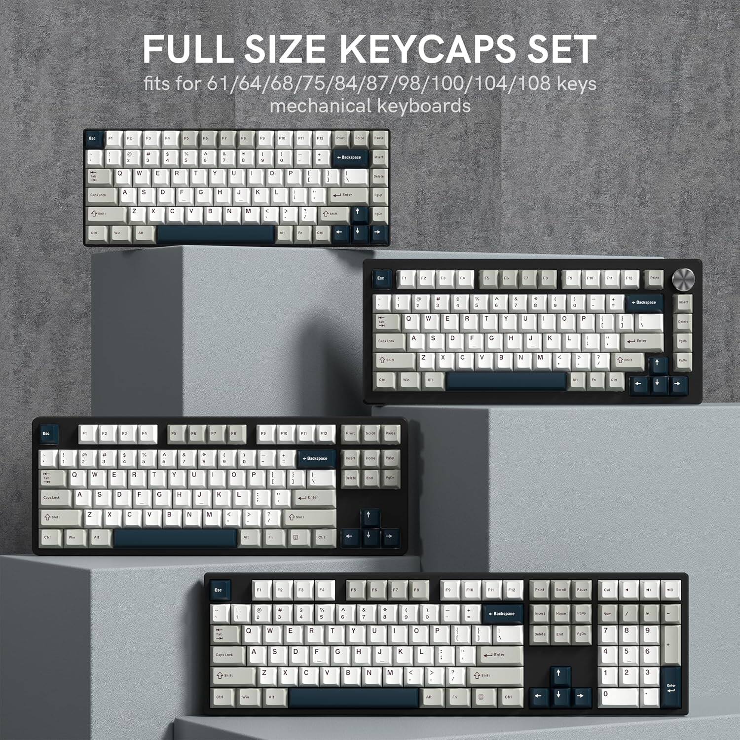 FULL SIZE KEYCAPS SET  
fits for 61/64/68/75/84/87/98/100/104/108 keys mechanical keyboards