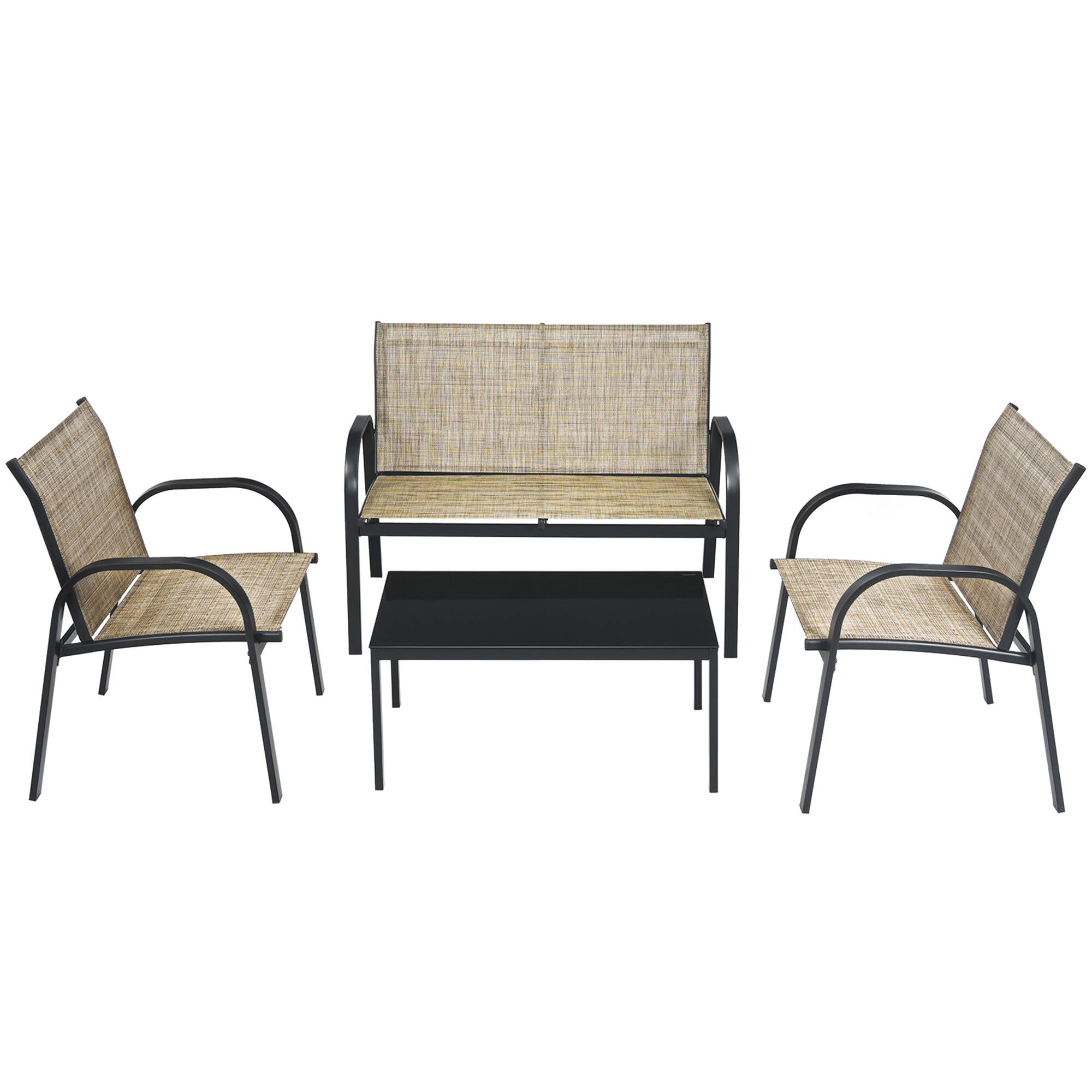 Alt View 1. Gymax - Gymax 4PCS Patio Conversation Furniture Set All-Weather Garden Outdoor Brown - Brown.