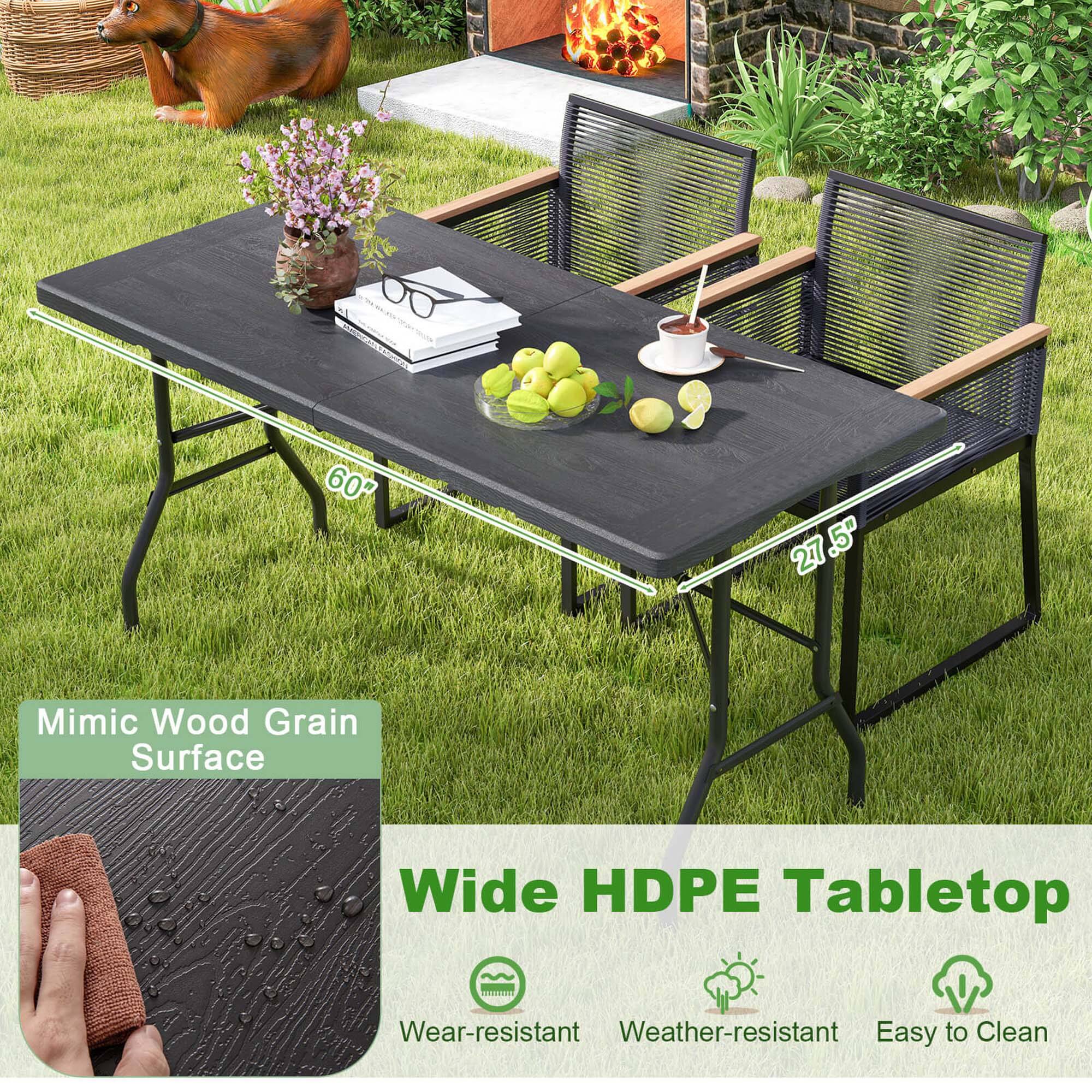 60  R 27.5" 27 .5" Mimic Wood Grain Surface Wide HDPE Tabletop Wear-resistant Weather-resistant Easy to Clean