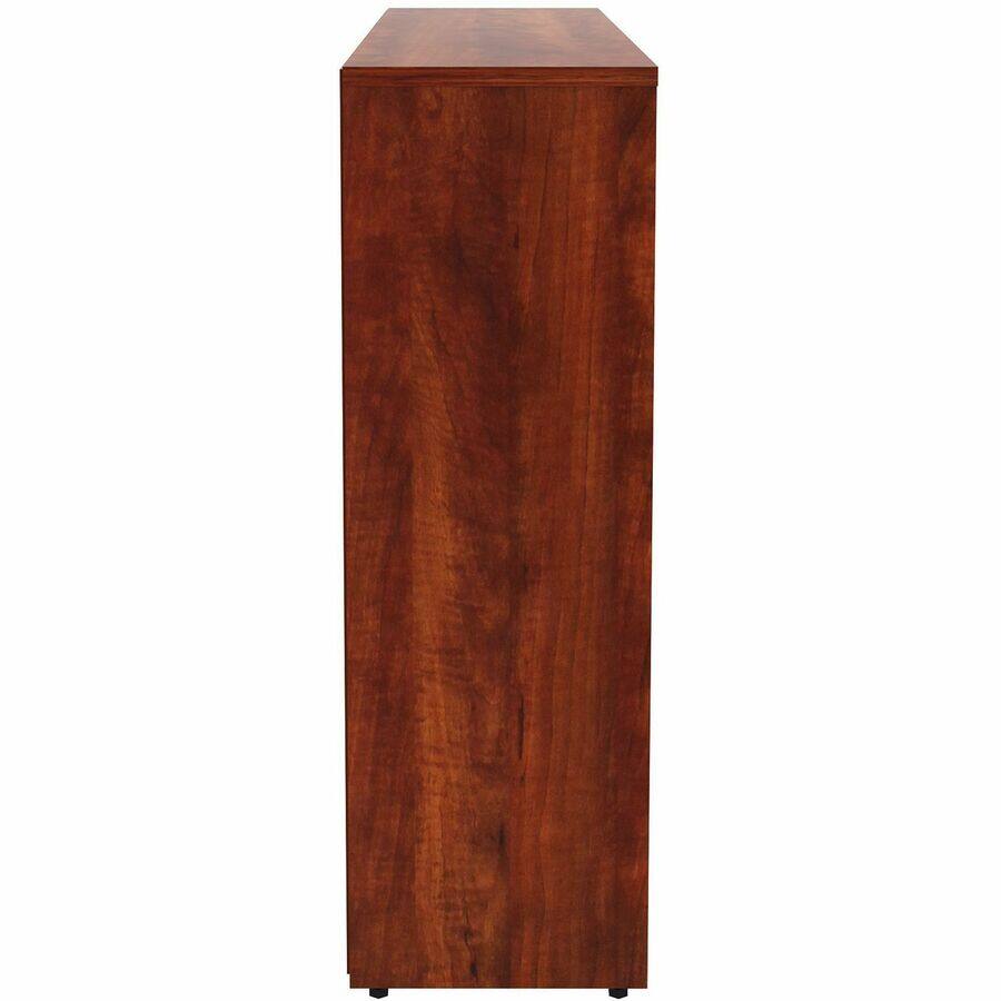 Left. Lorell - Lorell Laminate Bookcase 3 Shelf 36" H x 36" W x 12" D Sturdy Adjustable Feet Adjustable Shelf  Laminate Cherry Laminate - Cherry.