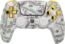 Custom Controllerzz - Custom Wireless Controller for PS5 - Money w/ Gold Chrome Inserts