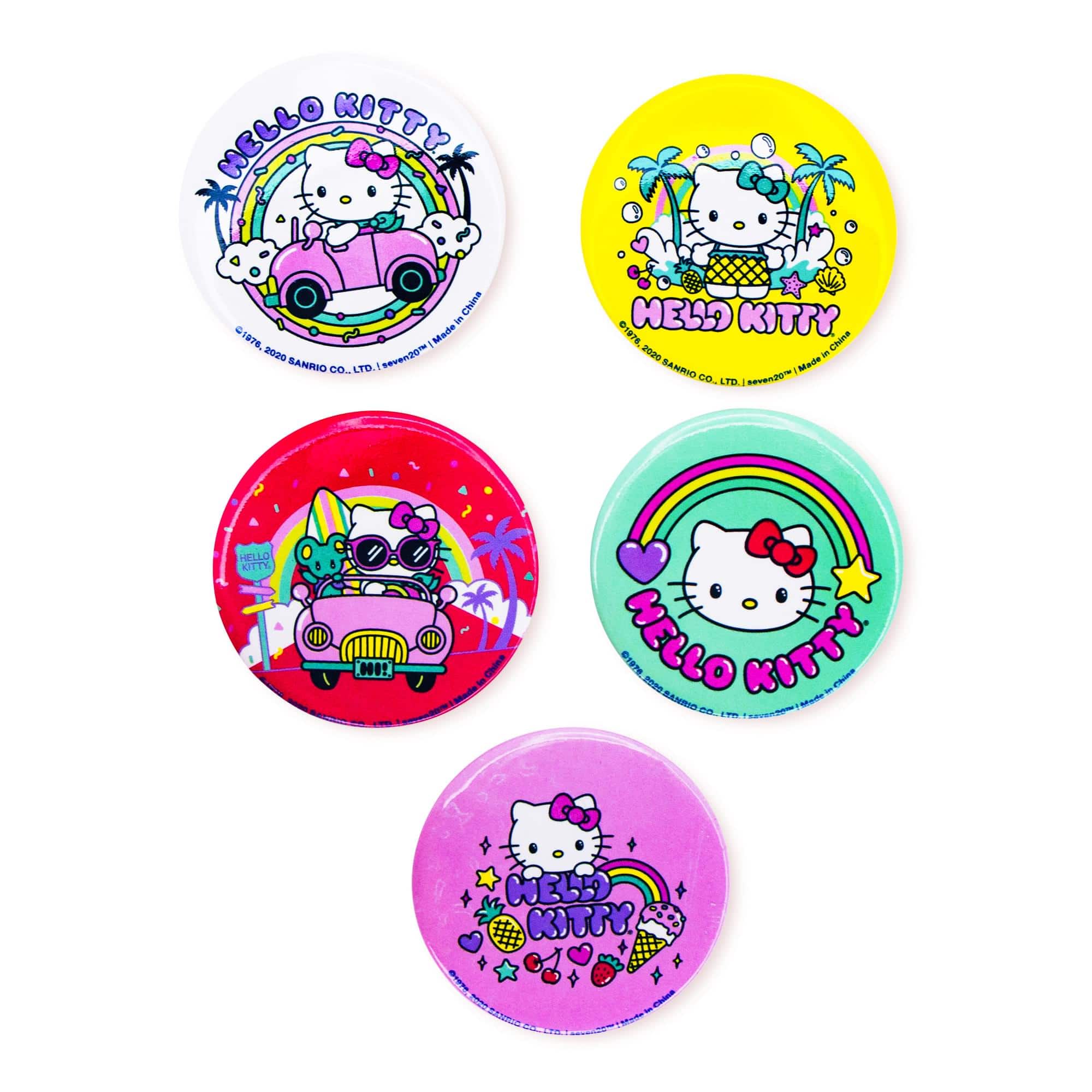 Sanrio Hello Kitty Pretty Pastels 5-Piece Tin Pin Button Set - Pink