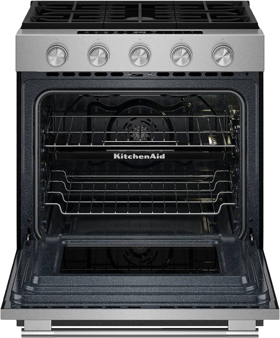 Alt View 9. KitchenAid - 5.0 Cu. Ft. Slide-In Gas True Convection Range with Self Clean, Steam Clean, and 2-in-1 Burner - Fingerprint Resistant Stainless Steel.