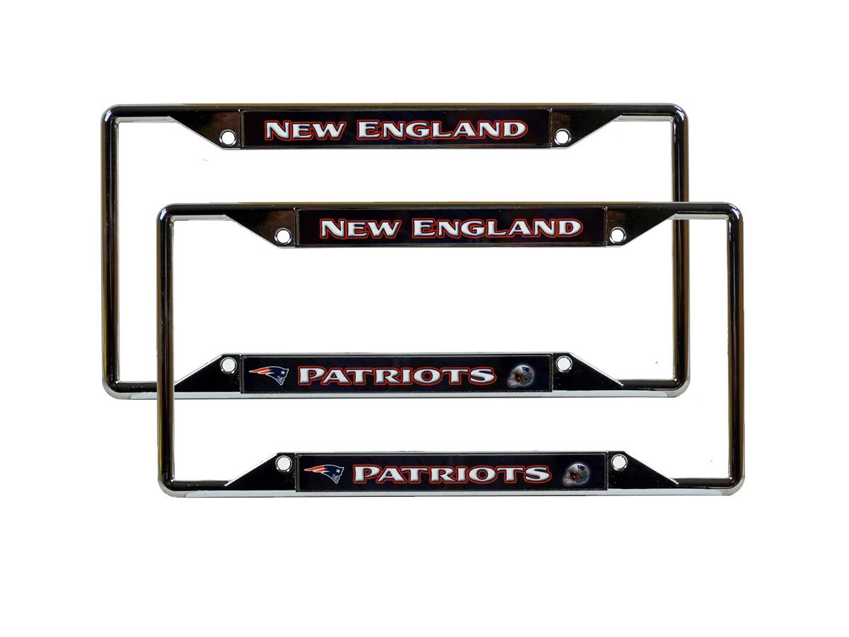 New England Football Patriots Chrome EZ View License Plate Frame - Set of 2 Frames