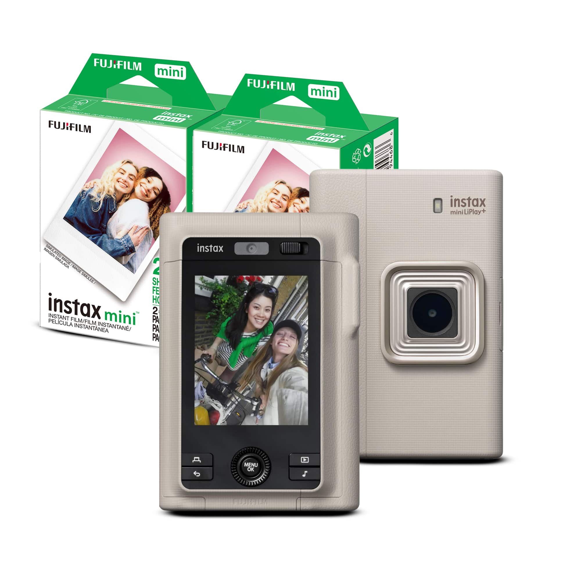 Fujifilm - Instax Mini Instant Camera (Sand) with Twin Film (20 Exp, 2 Pack)