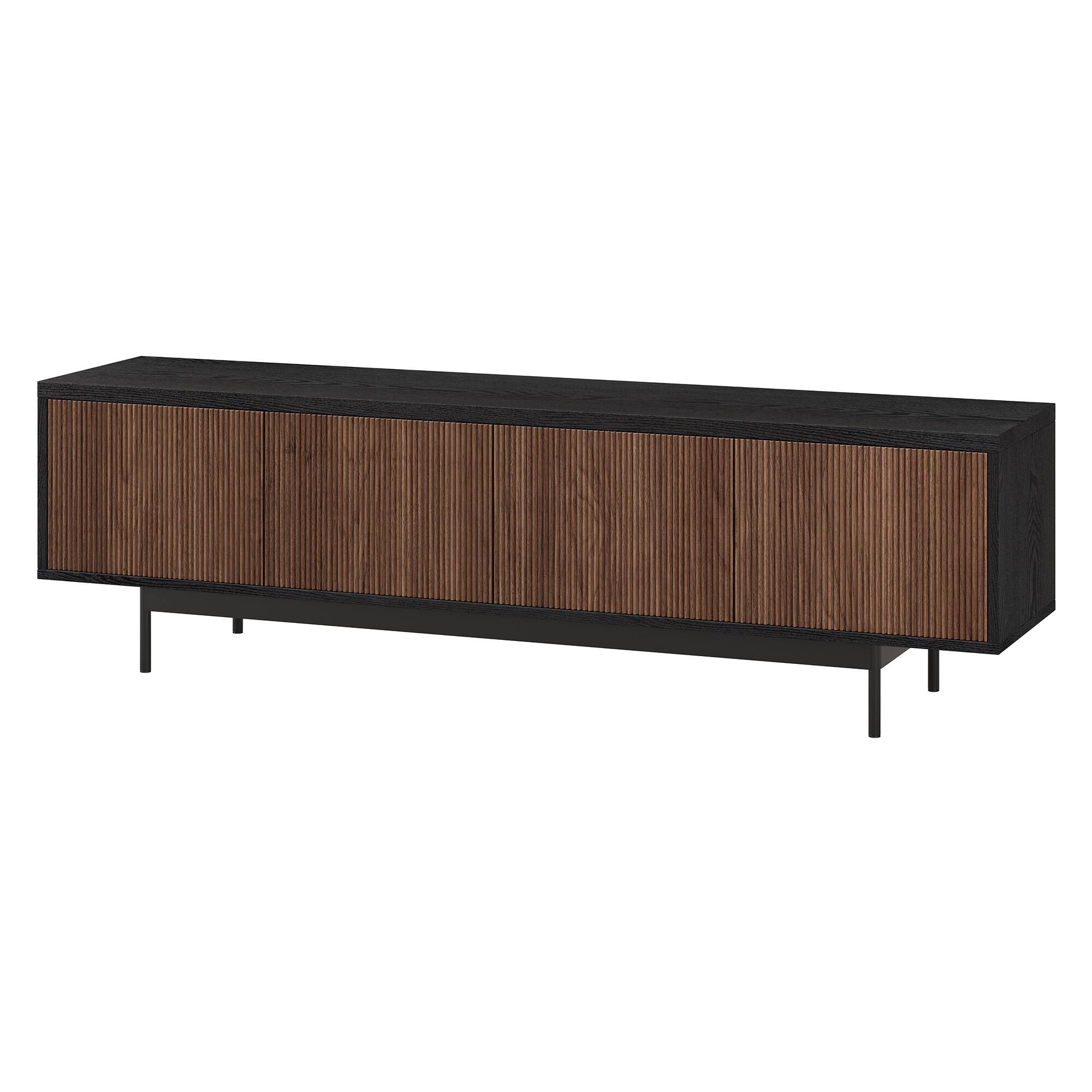 Left. Hudson&Canal - Whitman Rectangular Fluted TV Stand for TV's up to 75" in Black Grain/Satin Walnut - Black Grain/Satin Walnut.