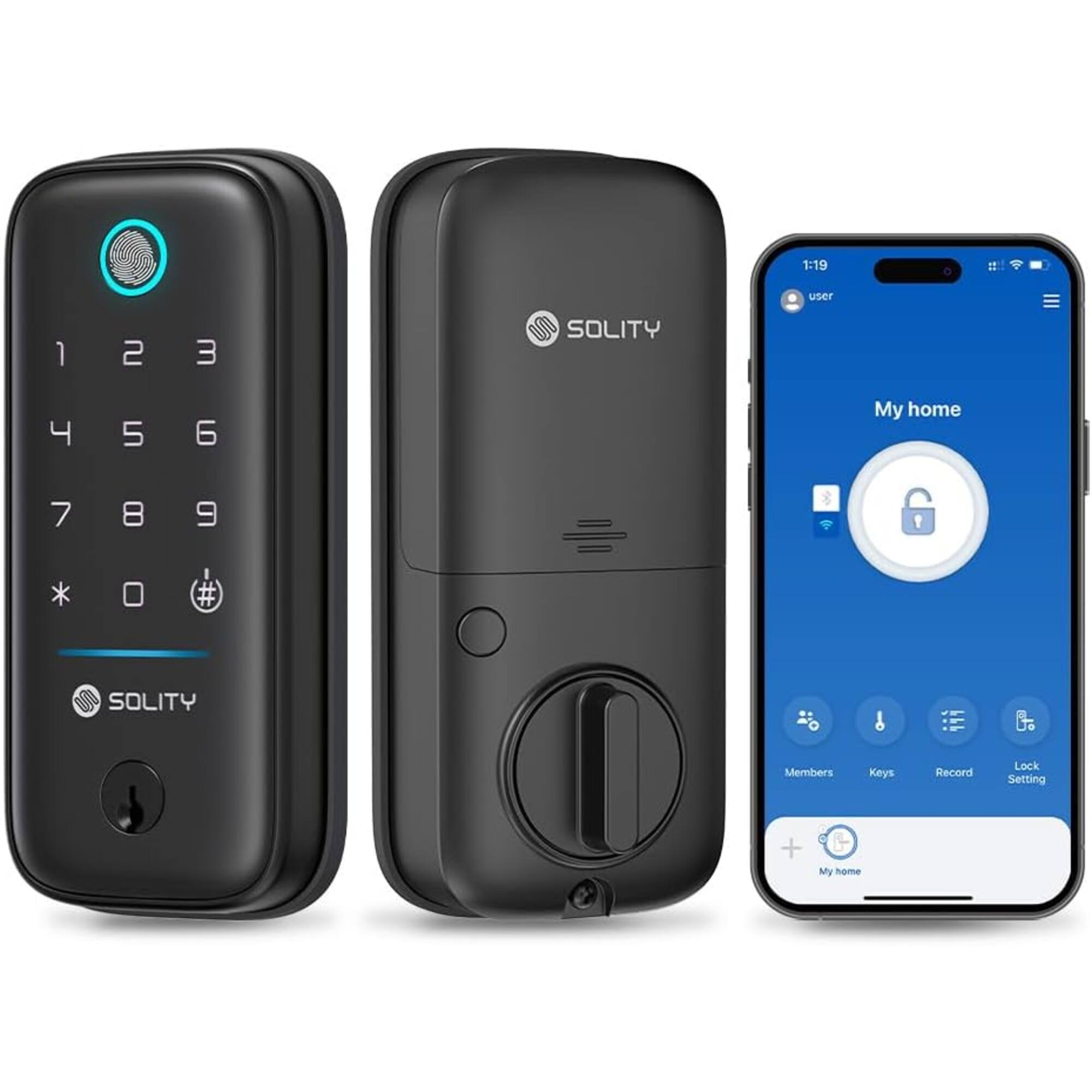 1:19
user
1
2
3
SOLITY
4
5
6
My home
7
8
9

SOLITY
Members
Keys
Record
Lock Setting
+