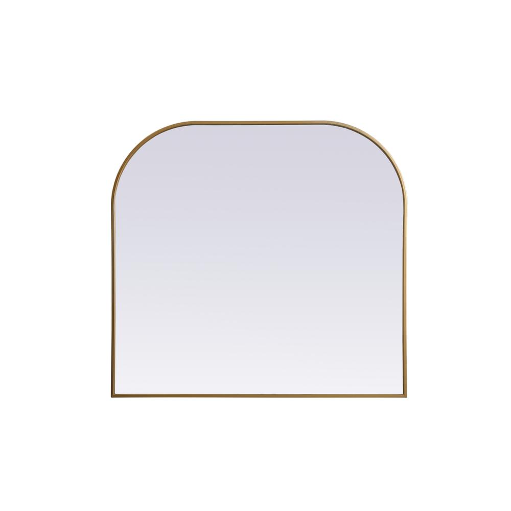 Back. Elegant Decor - Metal Frame Arch Mirror 40x38 Inch in Brass - Brass.