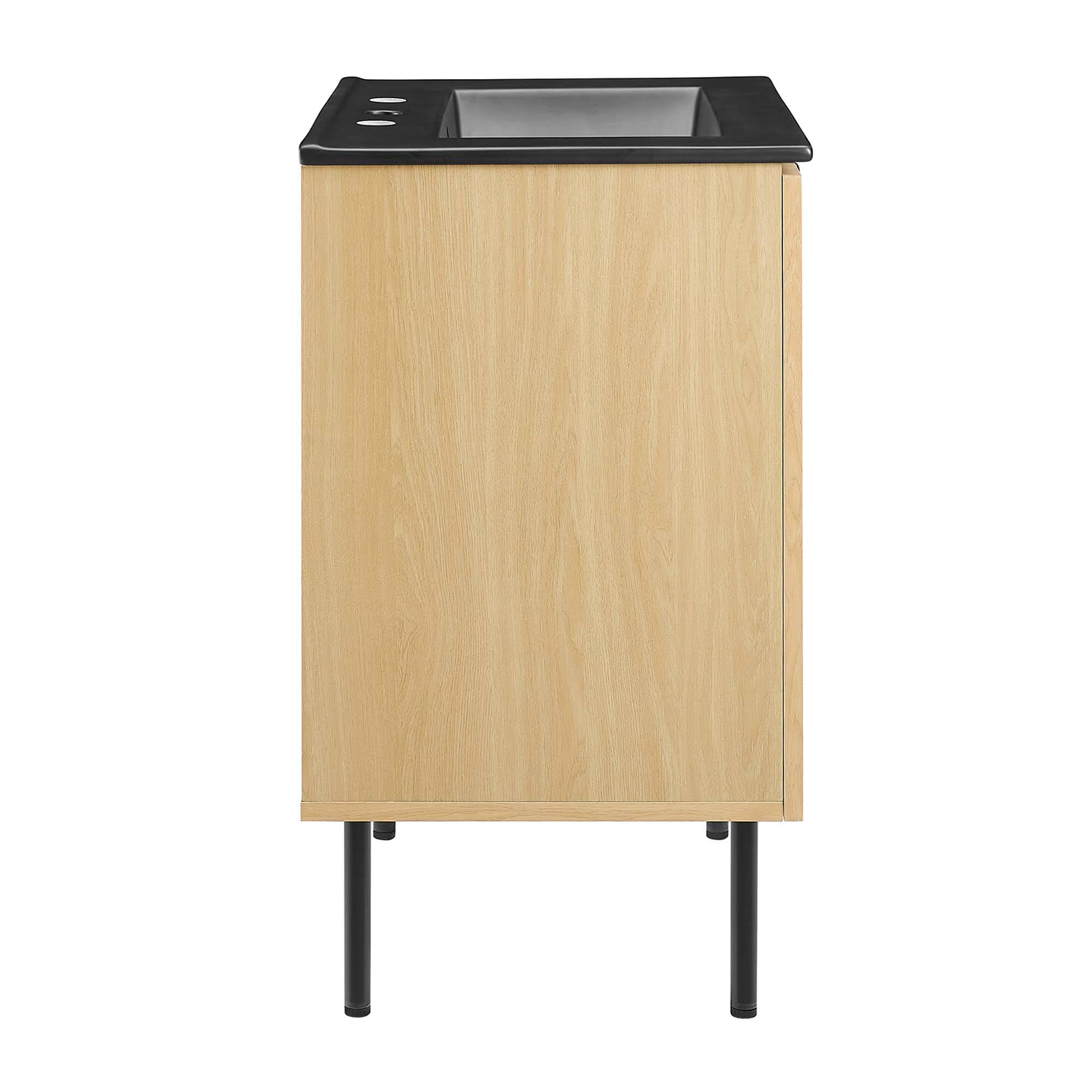 Alt View 4. Modway - Chaucer Bathroom Vanity with Black Basin Included by Modway - Oak Black.