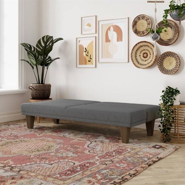 Alt View 1. Hivvago - Grey Modern Upholstered Microfiber Adjustable Futon Sleeper Sofa - Gray.