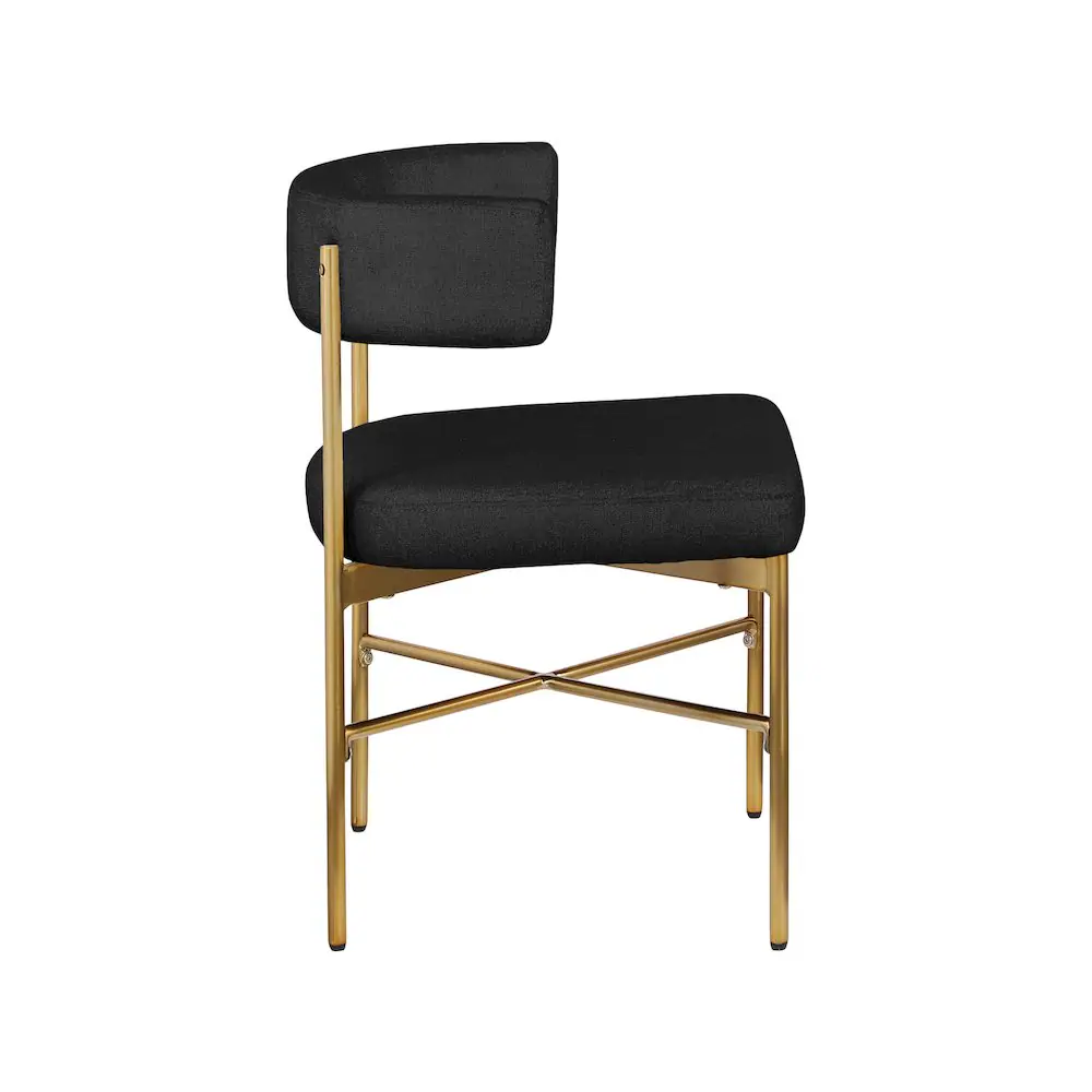 Alt View 3. Meridian Furniture - Rivage Black Durable Linen Textured Fabric Dining Chair, Set of 2 - Black.
