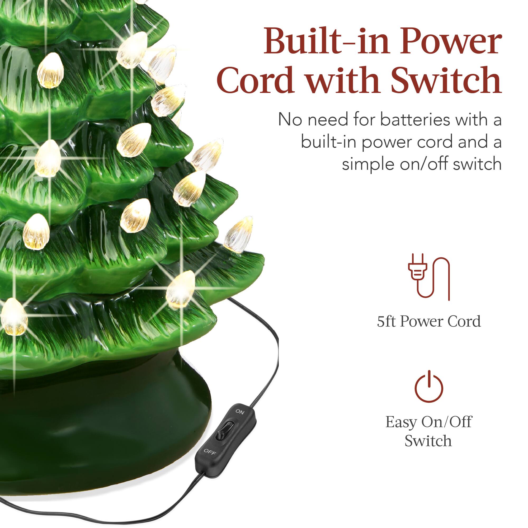 Built-in Power Cord with Switch

No need for batteries with a built-in power cord and a simple on/off switch

5ft Power Cord

Easy On/Off Switch