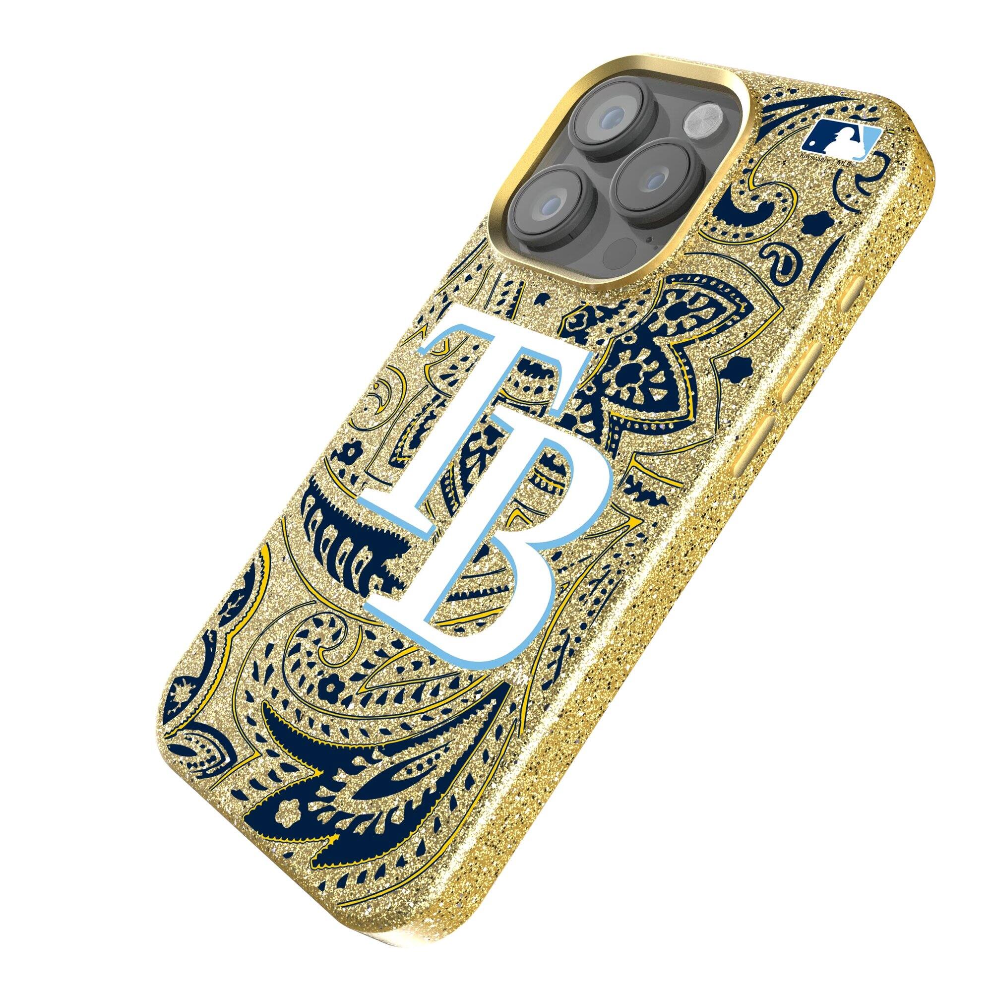 Alt View 1. Keyscaper - Tampa Bay Rays Paisley Bling iPhone Case - 14 - Gold.
