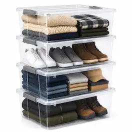 Sorbus - 4 Pack 40qt Underbed Bins with Lids and Handles - Clear