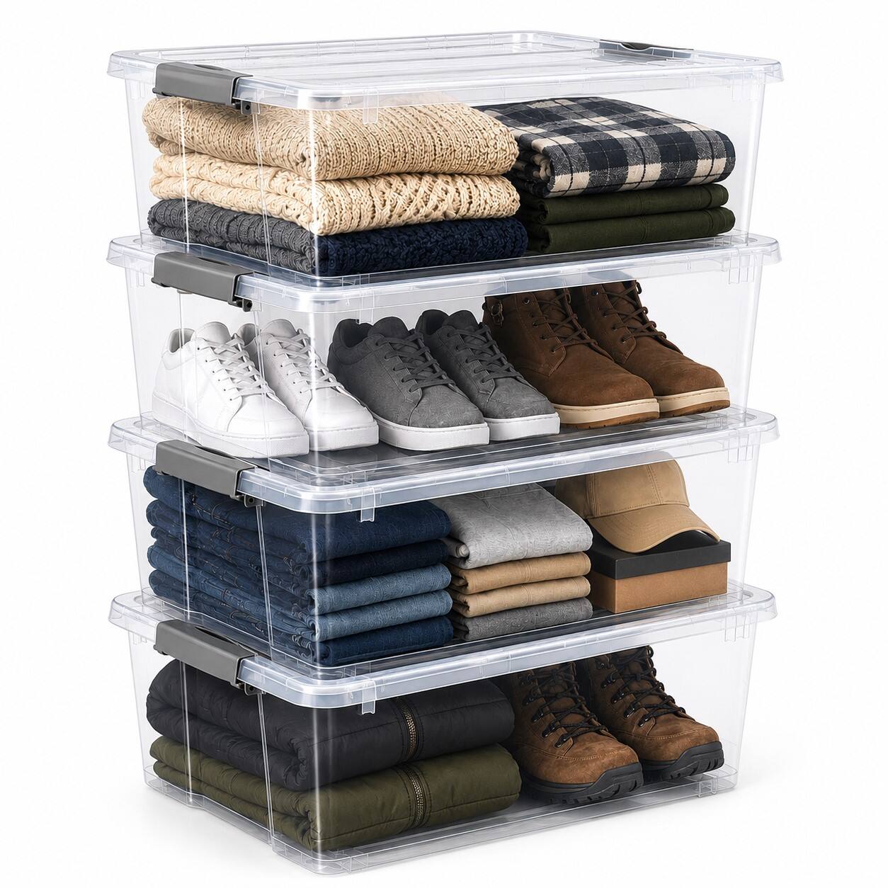Front. Sorbus - Sorbus 4 Pack 40qt Underbed Bins with Lids and Handles - Clear.