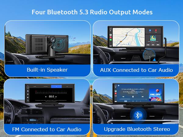 Four Bluetooth 5.3 Radio Output Modes

- Built-in Speaker
- AUX Connected to Car Audio
- FM Connected to Car Audio
- Upgrade Bluetooth Stereo