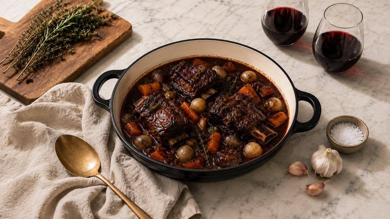 Angle. CHEFSPOT - 3.5-Quart Enameled Cast Iron Braiser Pan with Self-Basting Lid - Black.