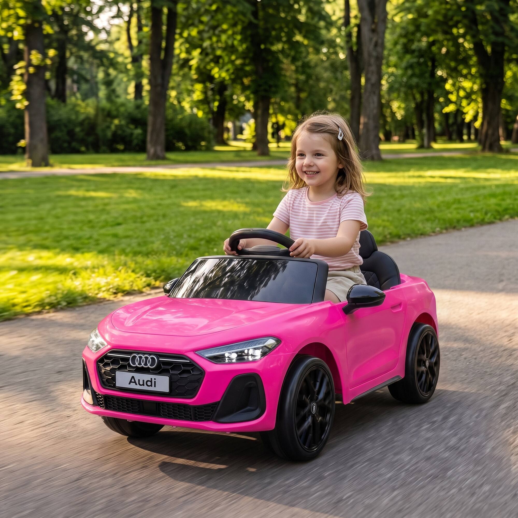 Alt View 1. Qaba - A5L Licensed Electric Ride on Car for Kids 3-6 with Remote Control Dual Motors 4-Wheel Suspension Music - Pink.