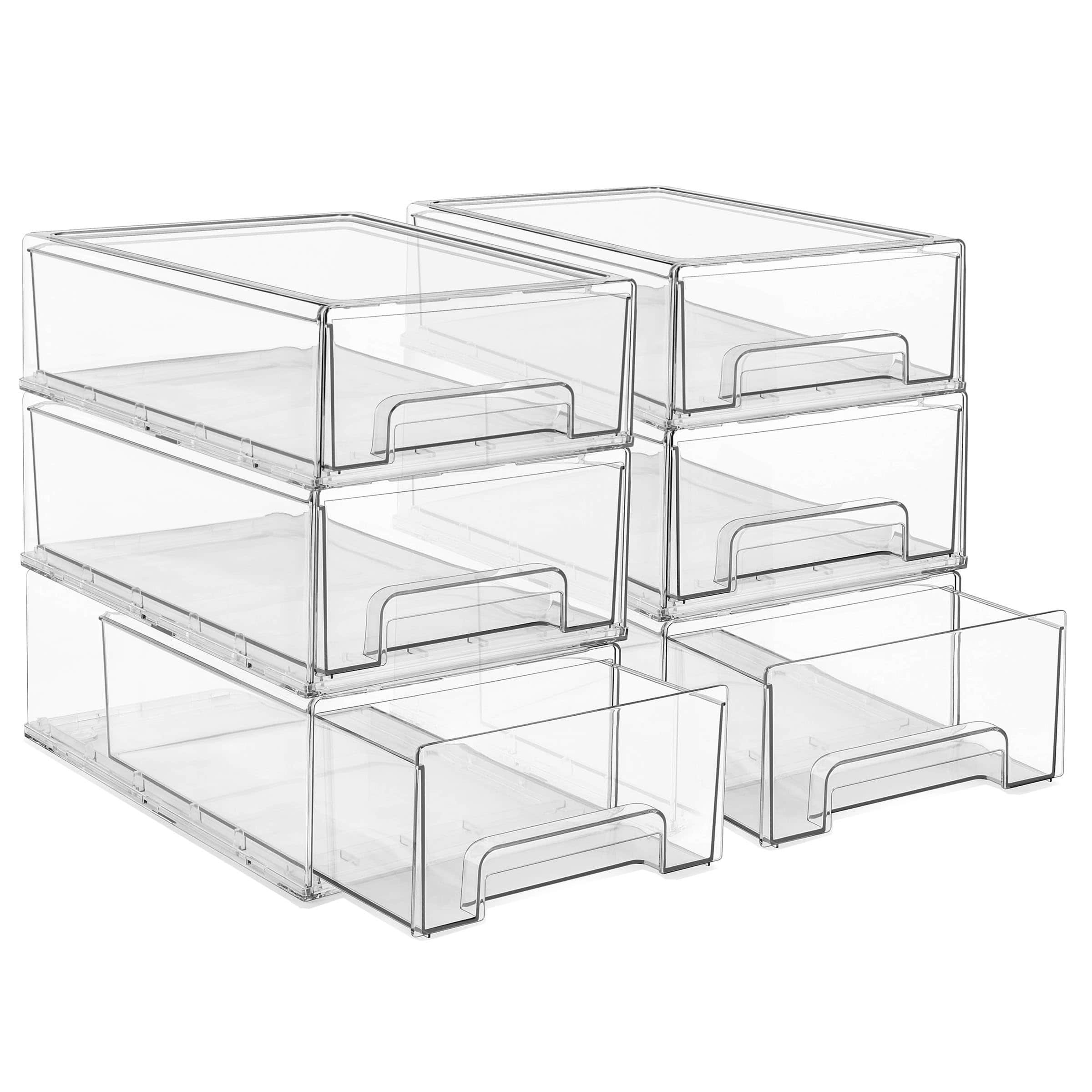 Sorbus - Medium Stackable Storage Drawers – 6-Pack Plastic Organizer Bins with Handles - Clear