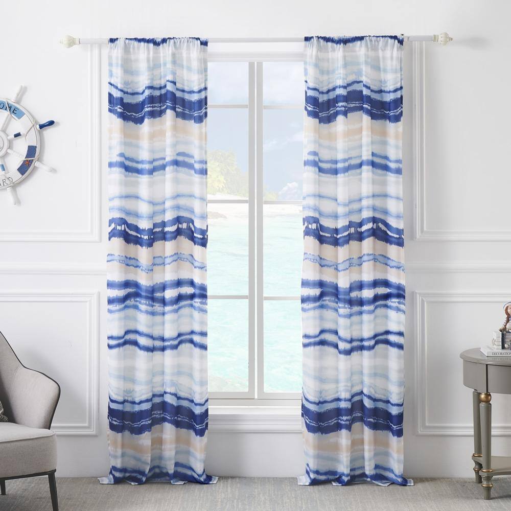 Angle. Barefoot Bungalow - Barefoot Bungalow Crystal Cove Curtain Panel PairSet of 242x84" and 3x24, Blue - Blue.