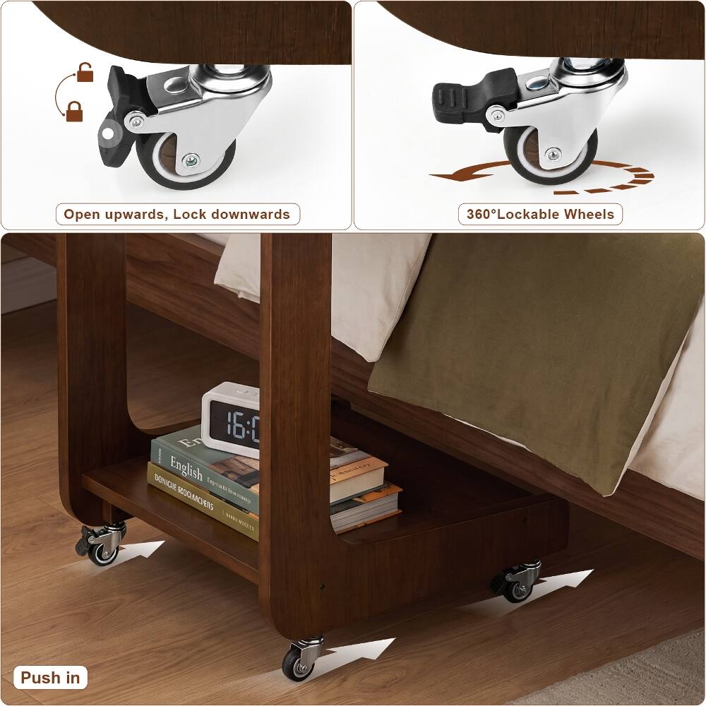 Open upwards, Lock downwards

360° Lockable Wheels

Push in
