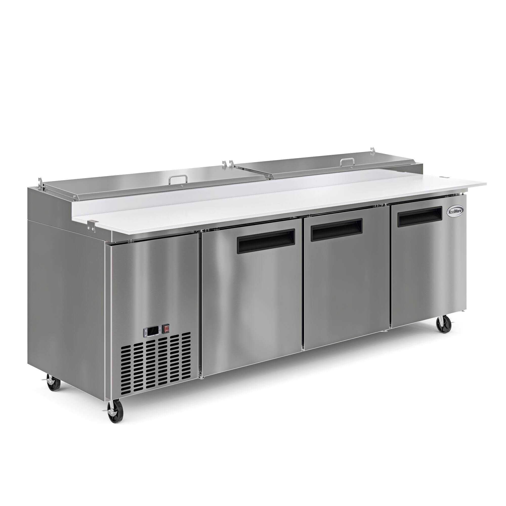 Alt View 4. Koolmore - 92 In. Three Door Commercial Pizza Prep Refrigerator in Stainless-Steel (KM-RPPS-3DSS) - Stainless-Steel.