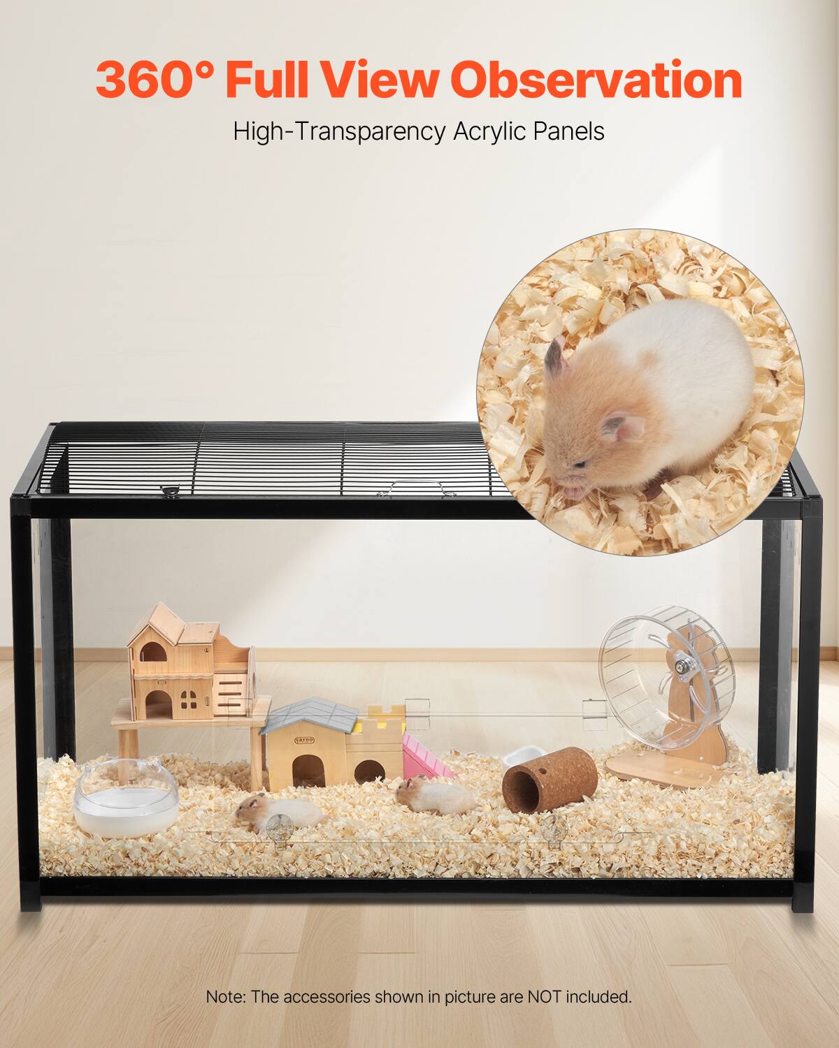 360° Full View Observation  
High-Transparency Acrylic Panels  

Note: The accessories shown in picture are NOT included.