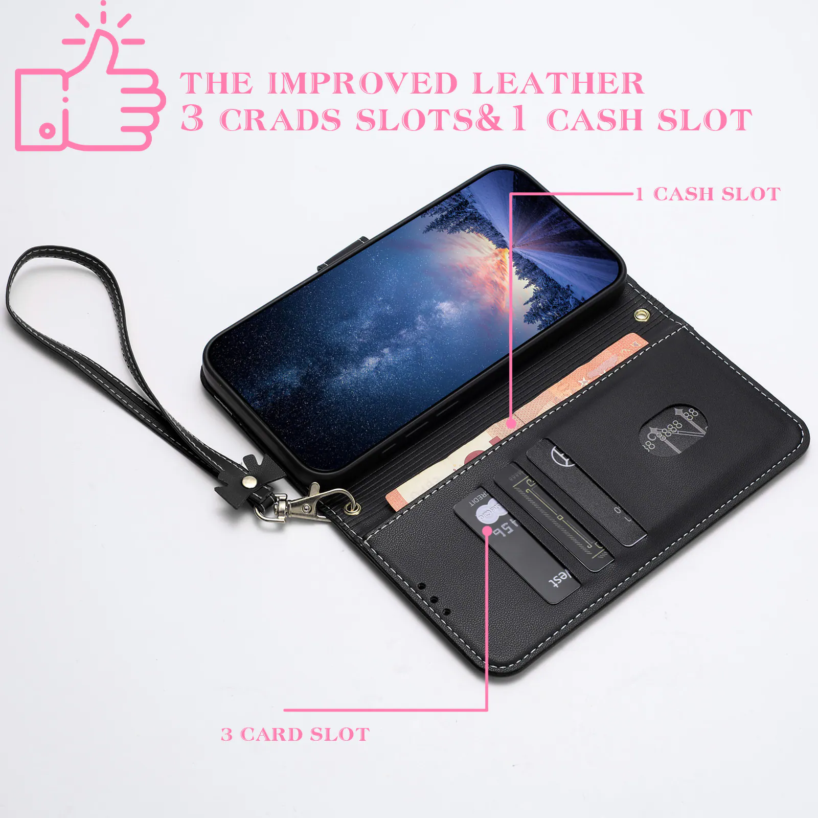THE IMPROVED LEATHER  
3 CARDS SLOTS & 1 CASH SLOT  
1 CASH SLOT  
3 CARD SLOT