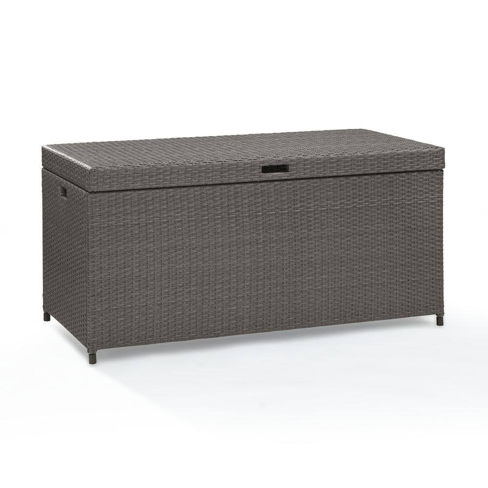 Left. Crosley Furniture - Palm Harbor Wicker Outdoor Storage Box - Weathered Gray.