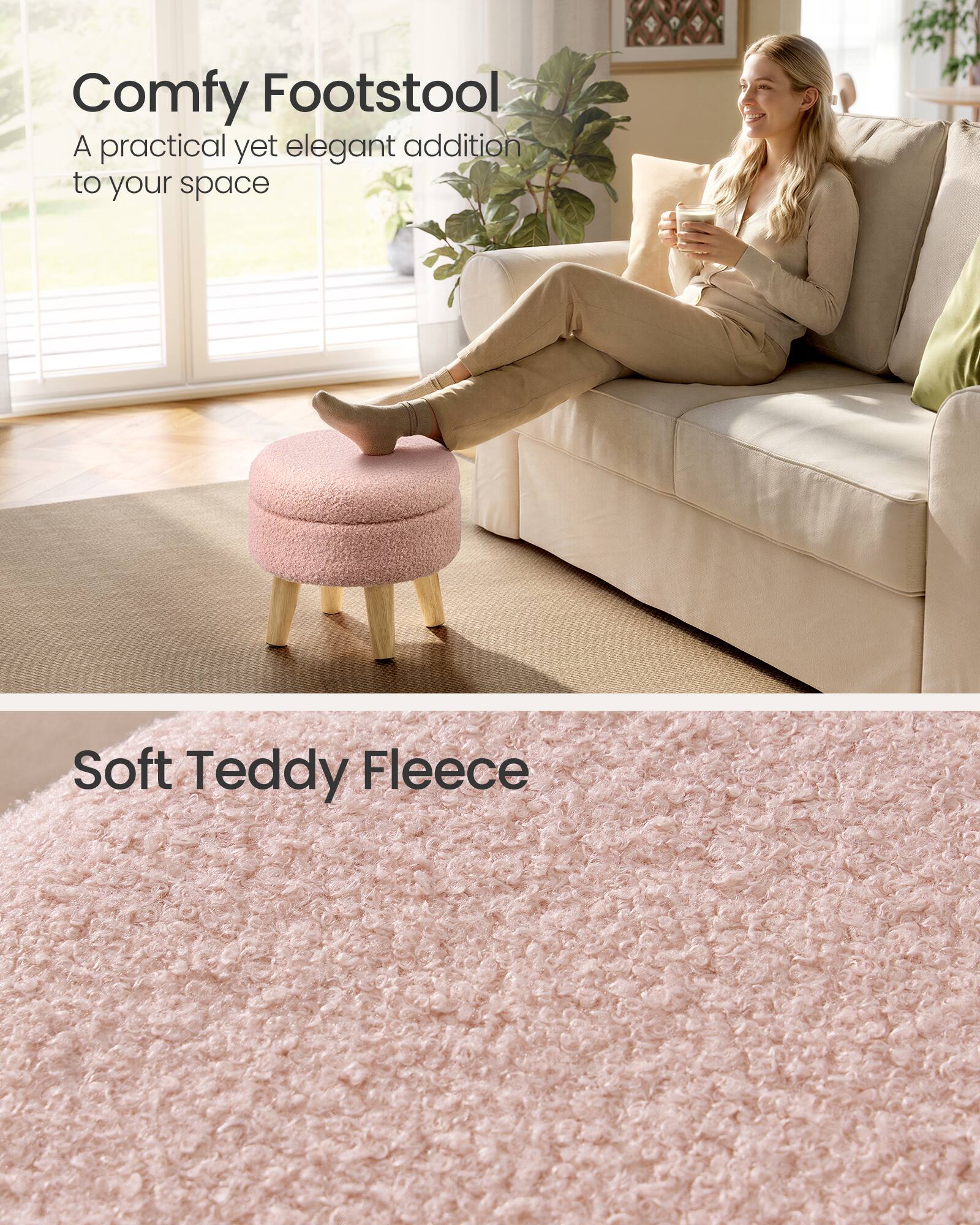 Comfy Footstool  
A practical yet elegant addition to your space  

Soft Teddy Fleece