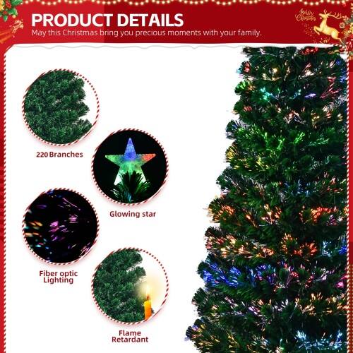PRODUCT DETAILS  
May this Christmas bring you precious moments with your family.  

- 220 Branches  
- Glowing star  
- Fiber optic Lighting  
- Flame Retardant